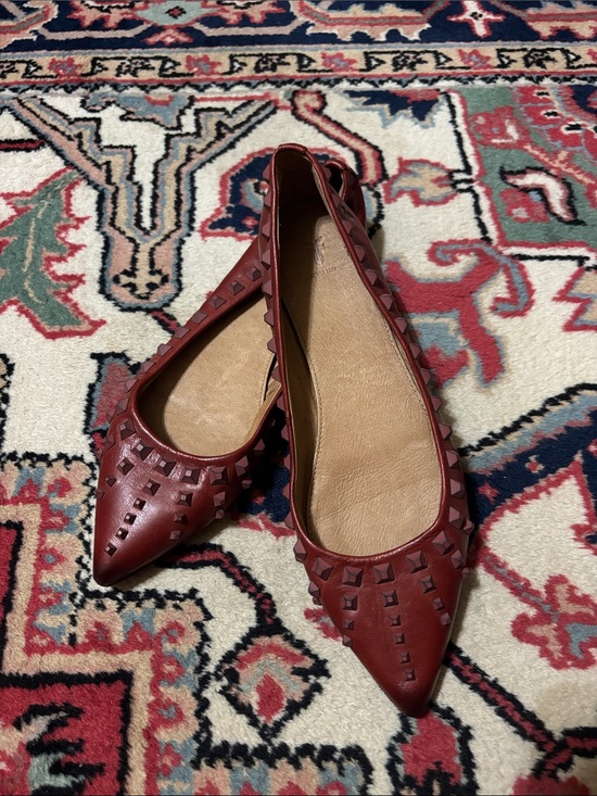 Frye Shoes - Frye Burgundy Studded Pointed Leather Flats